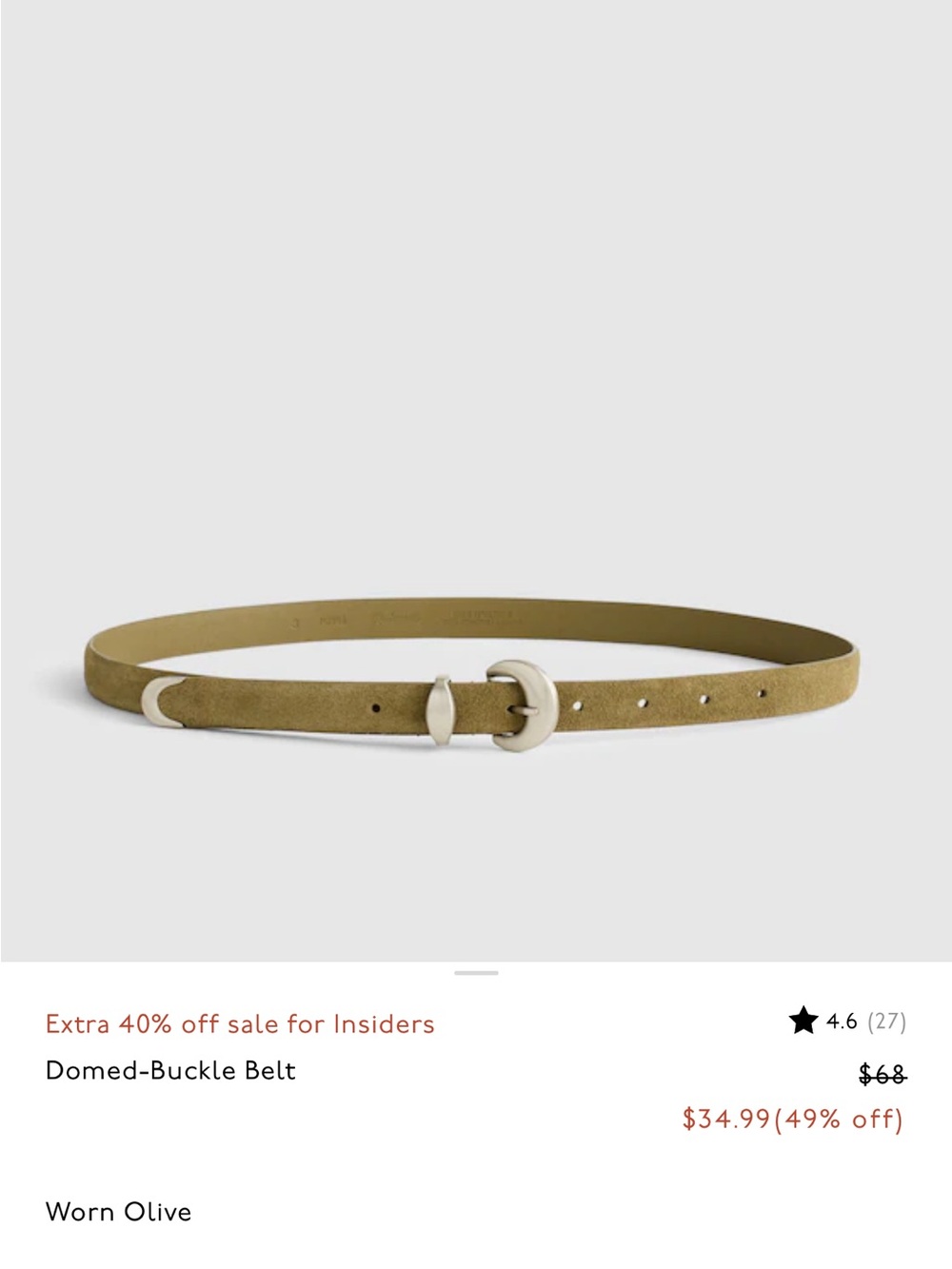 Madewell Domed-Buckle Belt - Worn Olive